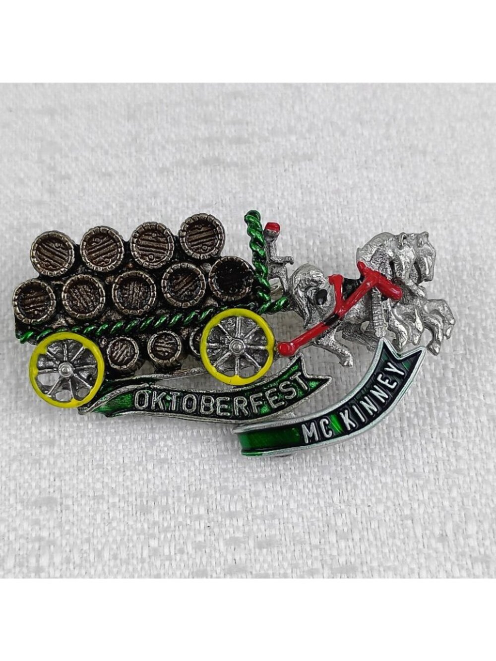 Oktoberfest Hat Pin Horse Drawn Conestoga Beer Wagon Kitchener Mckinney metal - Picture 2 of 8